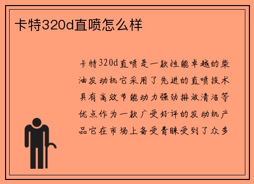 卡特320d直喷怎么样